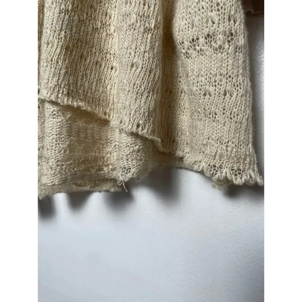Gimmicks by BKE Crochet Tunic Top Crochet Boho Bell Sleeve Relaxed Mini Dress M